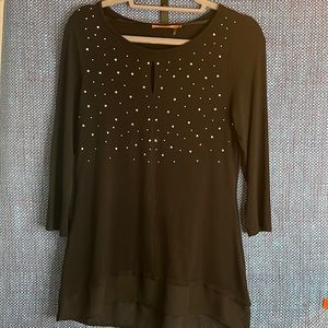 BELLDINI BLACK TUNIC TOP WITH RHINESTONES